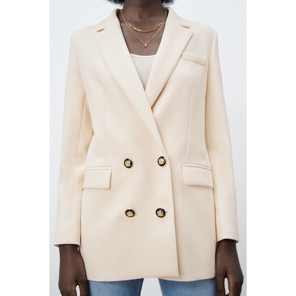 Zara Jackets & Blazers - Zara Tailored Double Breasted Blazer Size S Limited Edition Cream oversized NEW